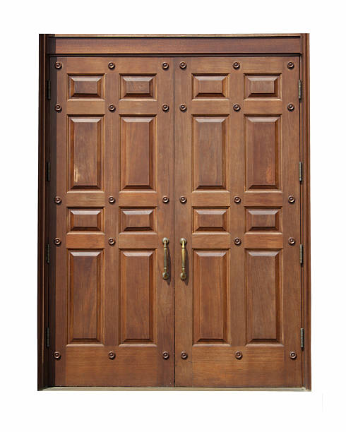 portas duplas de madeira - door symmetry wood closed imagens e fotografias de stock