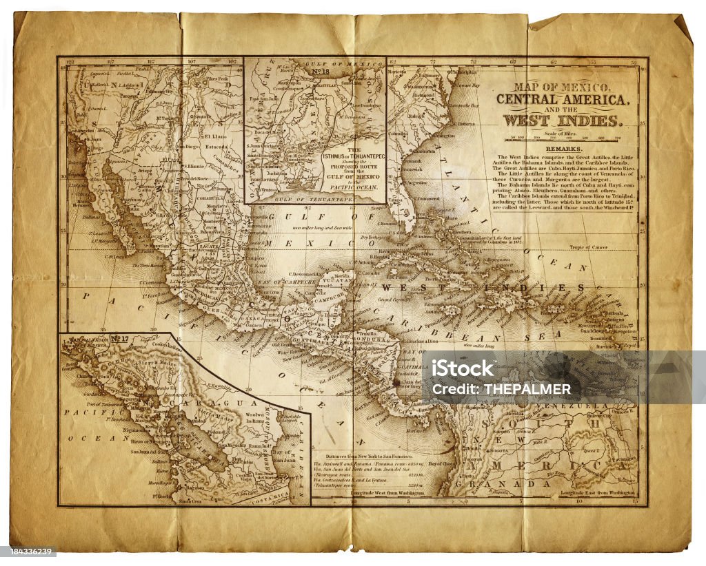 Mappa di Messico, america centrale e i Caraibi - Illustrazione stock royalty-free di Carta geografica