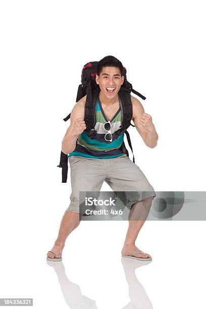 Hiker Cheering Stock Photo - Download Image Now - 20-29 Years, Achievement, Adult