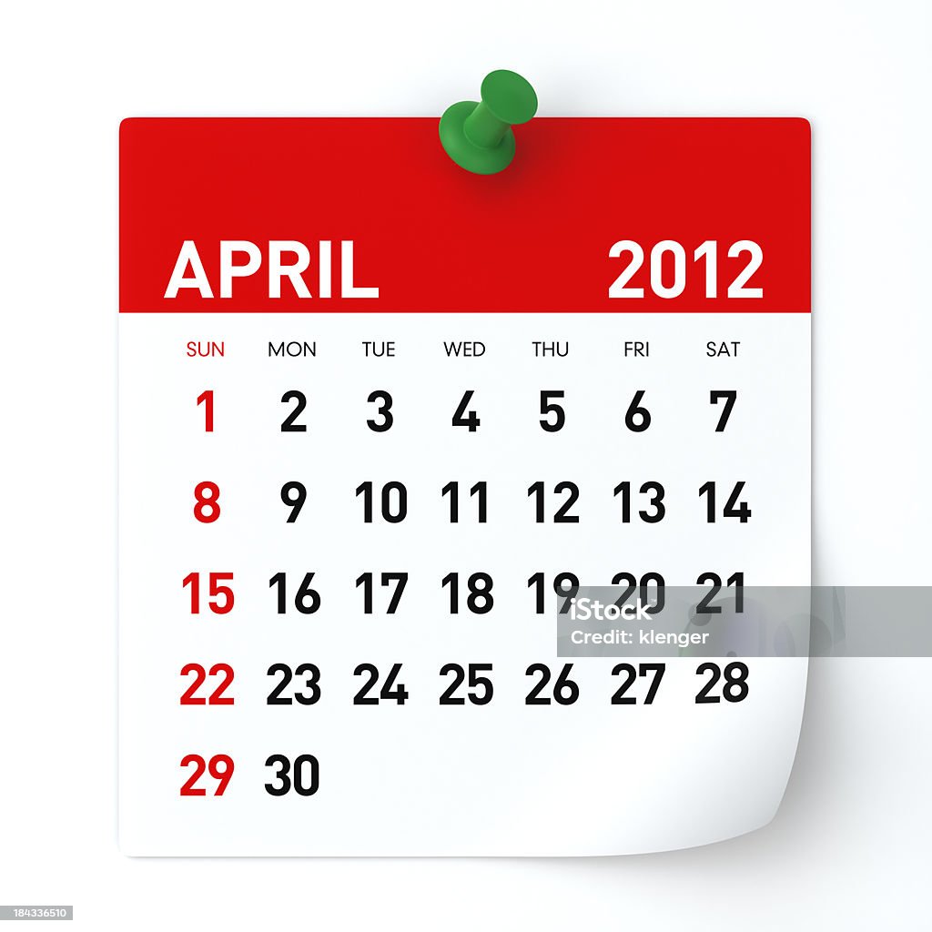 De abril de 2012-calendário - Foto de stock de 2012 royalty-free