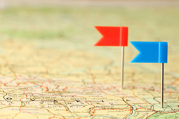 Flag pin in a map Flag pin in a map pin flag stock pictures, royalty-free photos & images