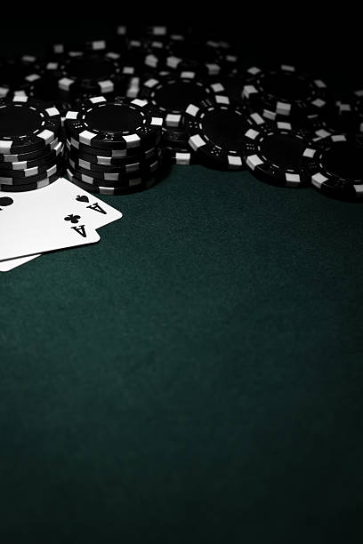Pocket Aces with Black Poker Chips  texas hold em photos stock pictures, royalty-free photos & images