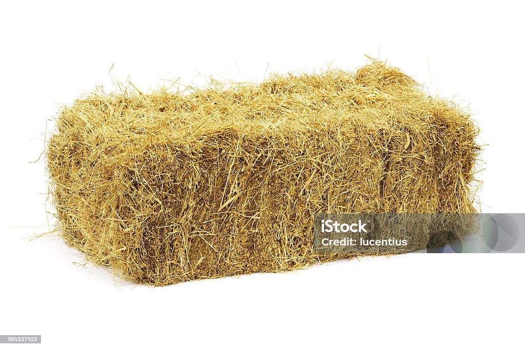Haybale isolated on white Golden square haybale isolated on white. They have always been known as square haybales in the agricultural community even though the sides are rectangular in shape. There are companion images: Bale Stock Photo