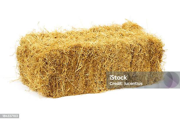 Haybale Isolated On White Stock Photo - Download Image Now - Bale, Hay, Straw