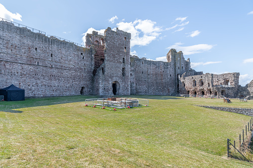 The remains of the entrance of Tantallon Castle from inside the court yard, North Berwick, East Lothian, Scotland