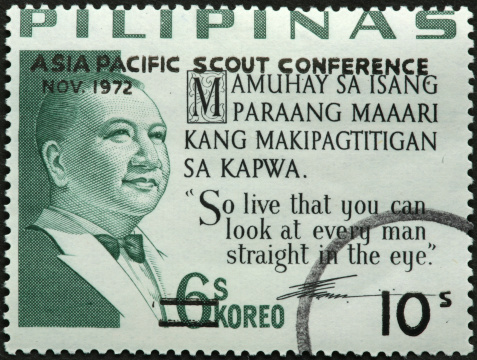 old Philippine postage stamp with quotation