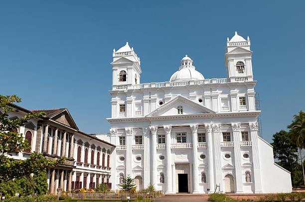 Unidentified tourists visit the archaeological museum at Goa,India