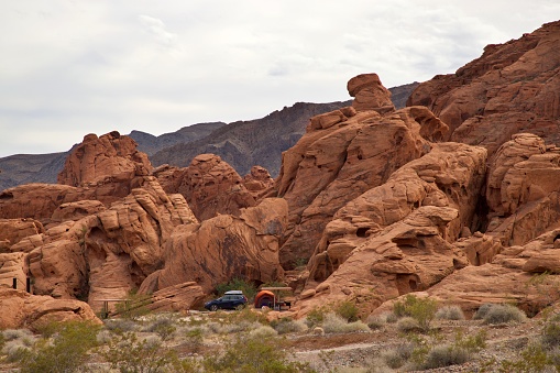 A panorama of Box Canyon east of the Salton Sea in Riverside County, Southern California.  The area is notable for its colorful badlands.