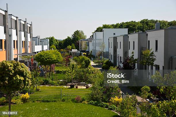Row Of New Townhouses Stock Photo - Download Image Now - Green Color, Environmental Conservation, Townhouse