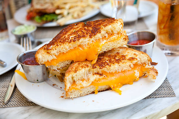 Grilled cheese sandwich with ketchup
