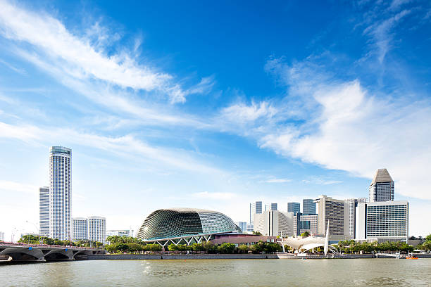 Singapore Skyline with Esplanade Theatre.