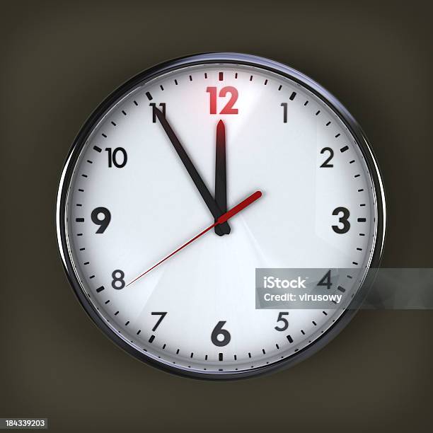 5 분 마감일 벽 시계에 대한 스톡 사진 및 기타 이미지 - 벽 시계, 자정, 12시