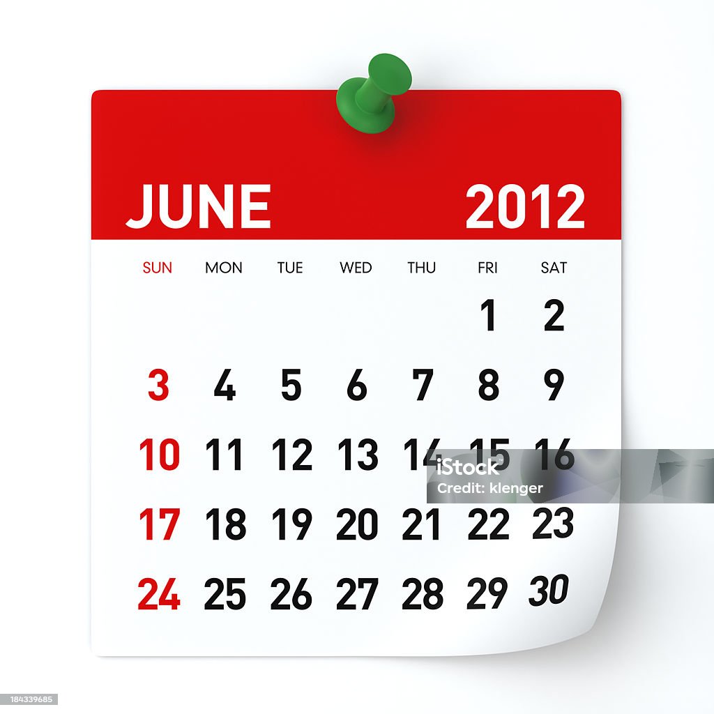 De Junho de 2012-calendário - Royalty-free 2012 Foto de stock
