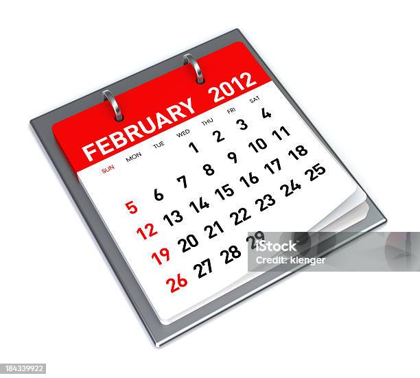 Febbraio 2012calendario - Fotografie stock e altre immagini di 2012 - 2012, Calendario, Calendario da tavolo