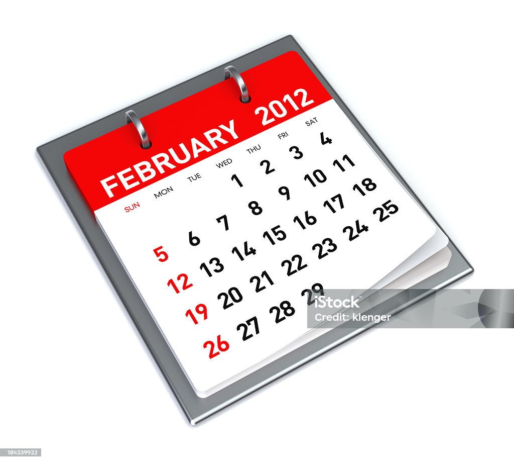 De fevereiro de 2012-calendário - Foto de stock de 2012 royalty-free