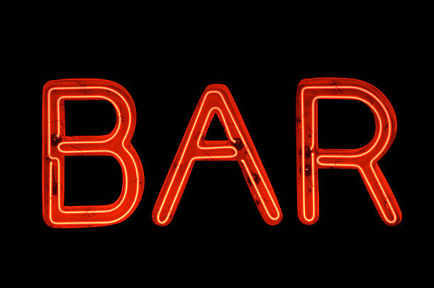 istock Bar Sign in Red Neon on Black 184340922