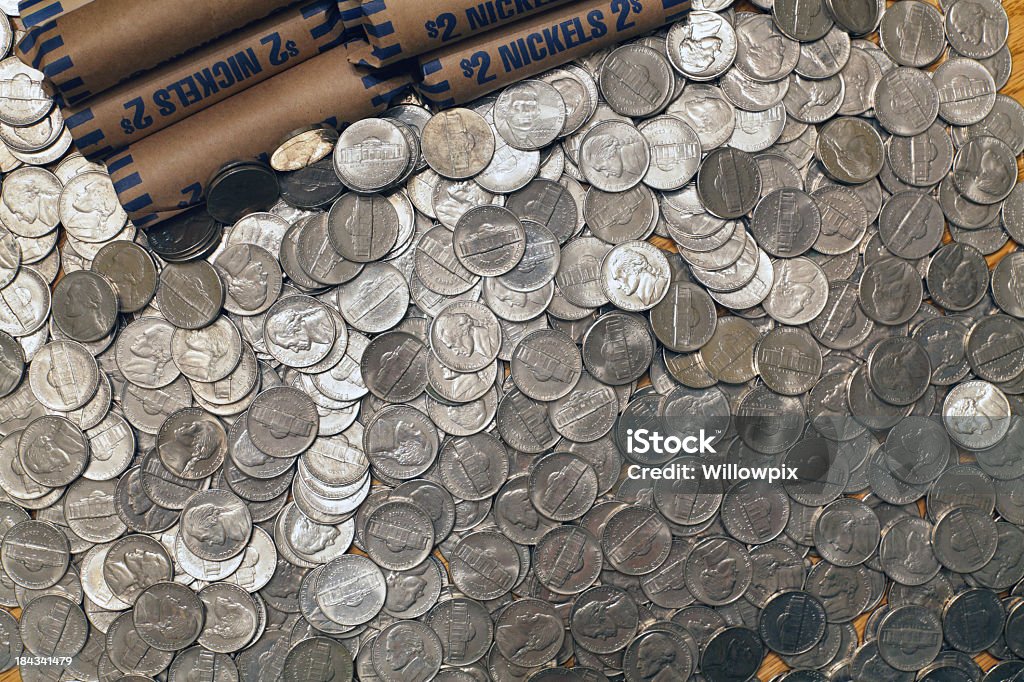 5 센트 니켈 미국 동전 더미 - 로열티 프리 5 센트 스톡 사진