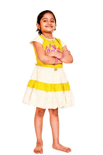 Photo of Cheerful Little Indian Girl Full Length Isolated Portrait