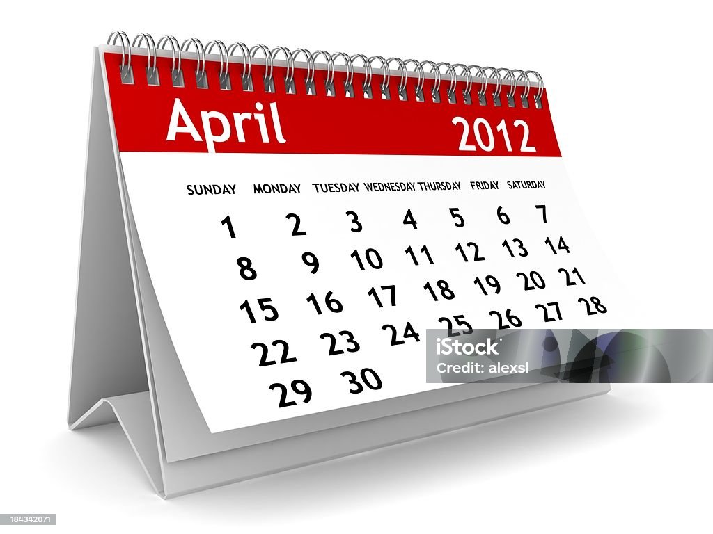 Calendario de abril de 2012 - Foto de stock de 2012 libre de derechos