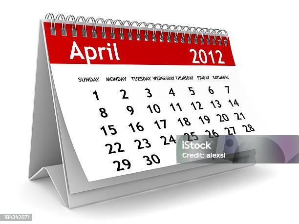 Календарь Апреля 2012 — стоковые фотографии и другие картинки 2012 - 2012, Апрель, Белый фон