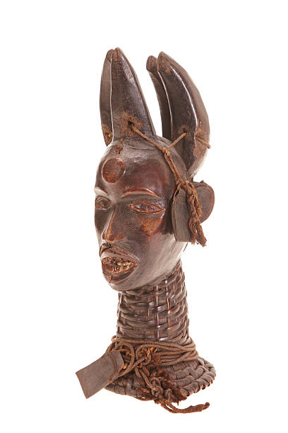 istock African mask isolated on white background 184342337