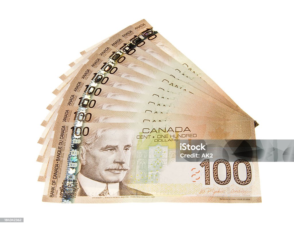 Canadian 100 dollar bills - Foto de stock de Billete de dólar canadiense libre de derechos