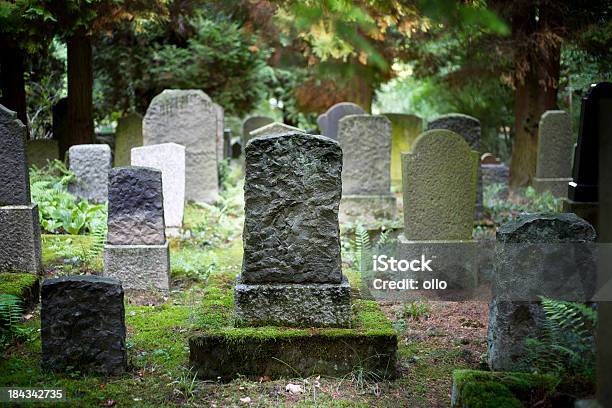 Rows Of Very Old And Weathered Tombstones Stock Photo - Download Image Now - Cemetery, Tombstone, Grave