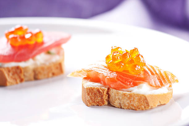 Salmon Canapes on a Baguette with Cream Cheese