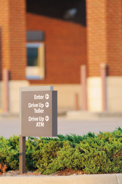 istock Drive up teller atm enter sign 184344899