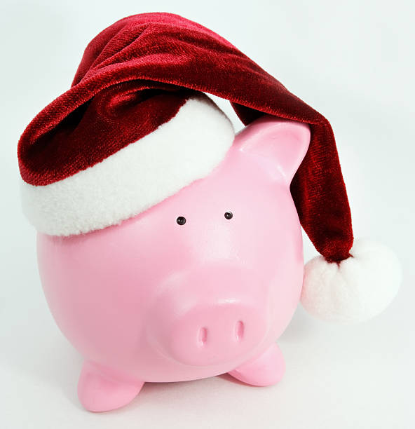 istock Santa Hat Piggy Bank 184346015