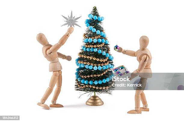 Hölzerne Puppen Schmücken Weihnachtsbaum Stockfoto und mehr Bilder von Baum - Baum, Blau, Christbaumkugel