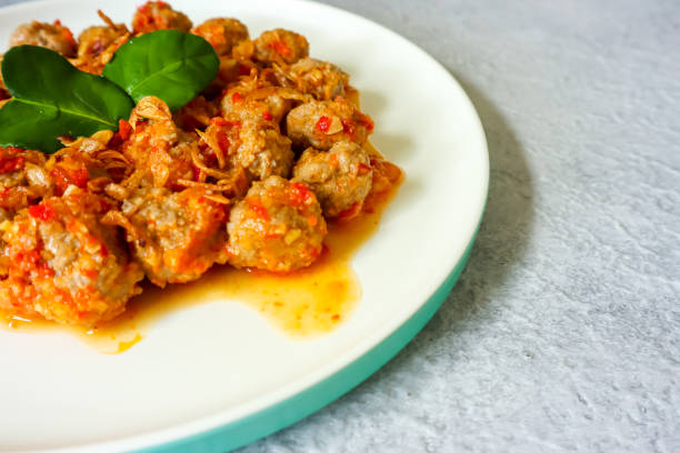 istock Meatballs with spicy sambal 1843463700