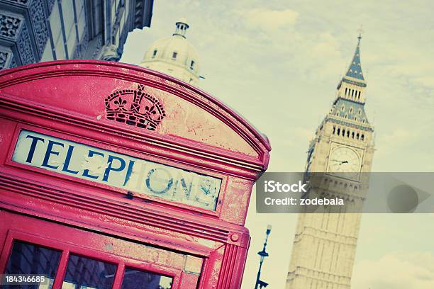 Londres Vintage De Telefone Vermelho E Big Ben - Fotografias de stock e mais imagens de Antigo - Antigo, Ao Ar Livre, Big Ben