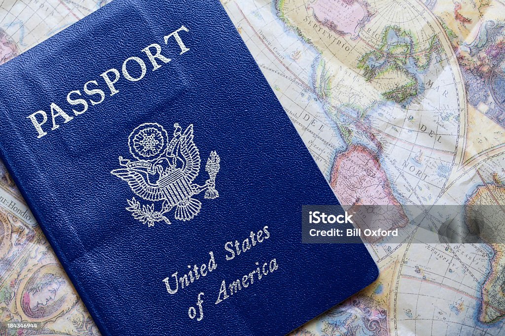 USA Passport Passport on map. Adventure Stock Photo