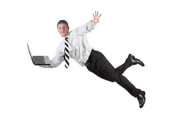 istock Businessman falling with a laptop 184347273