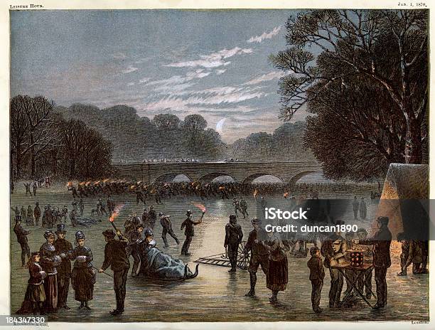 Ice Skating On The Serpentine Stock Illustration - Download Image Now - London - England, Night, Victorian Style