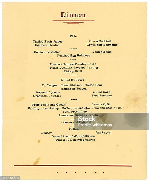 Menu De Jantar Com Buffet A Frio - Fotografias de stock e mais imagens de Hotel - Hotel, Buffet, Documento