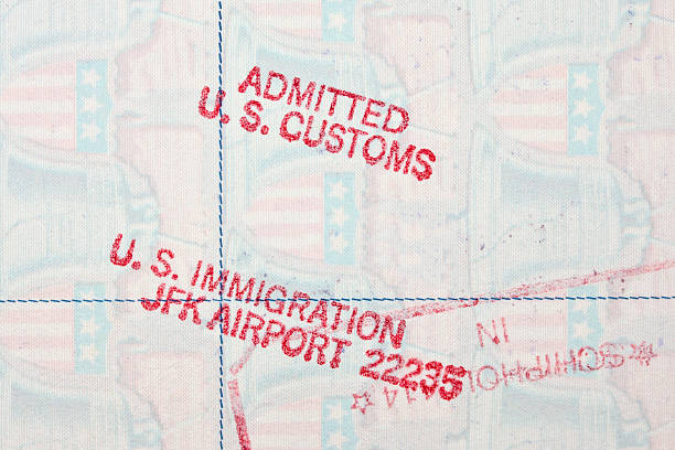 UNITI. Doganale e immigrazione "aeroporto di JFK Timbro del passaporto - foto stock