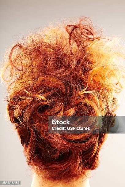 Photo libre de droit de Redhead Coiffure Avec Un Chignon Au Dos Uniquement banque d'images et plus d'images libres de droit de Arrière de la tête - Arrière de la tête, Cheveux colorés, Cheveux roux