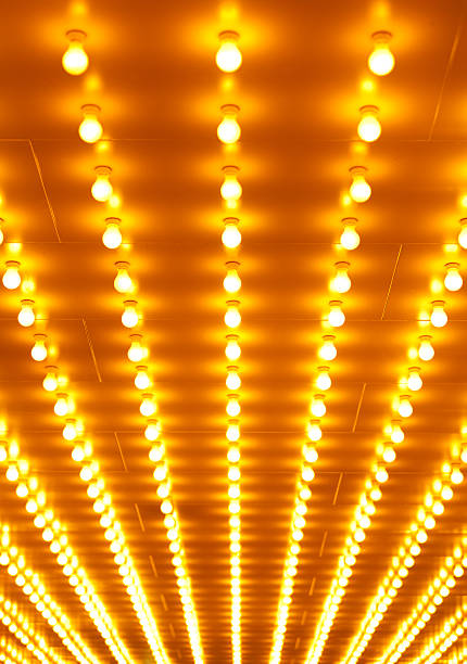 istock Rows of bright yellow theater lights 184348571