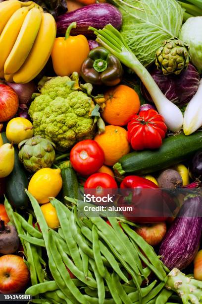 Fruits And Vegetables Stock Photo - Download Image Now - Backgrounds, Food, Food and Drink