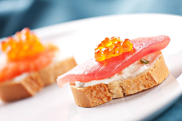 Salmon Canapes on a Baguette with Cream Cheese