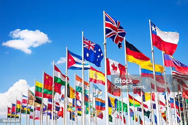 International Banderas Foto de stock y más banco de imágenes de Bandera nacional - Bandera nacional, Bandera rusa, Fotografía - Imágenes