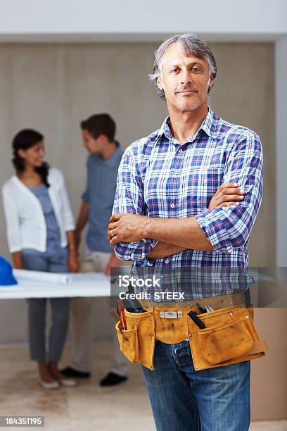Confident Male Contractor Stock Photo - Download Image Now - 40-49 Years, Adult, Adults Only