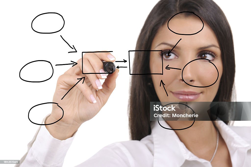 Mujer de negocios Dibujar un diagrama vacío - Foto de stock de Adulto libre de derechos
