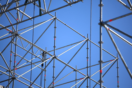 Detail of scaffolding on a rock concert stage