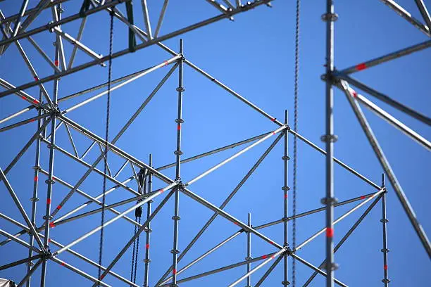 Photo of Grey scaffolding waiting for concert lighting to be added