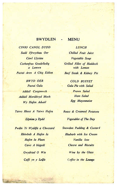 istock Old lunch menu card in Welsh and English 184352580
