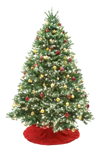 Decorated Christmas Tree Isolated on White