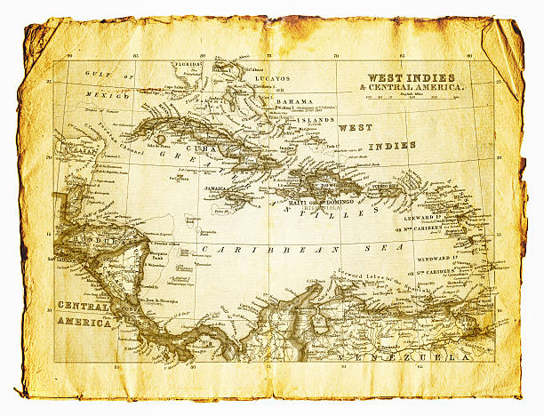 Vintage Style Caribbean & West Indies Map Poster - 1639 Historic Reproduction - 18x24